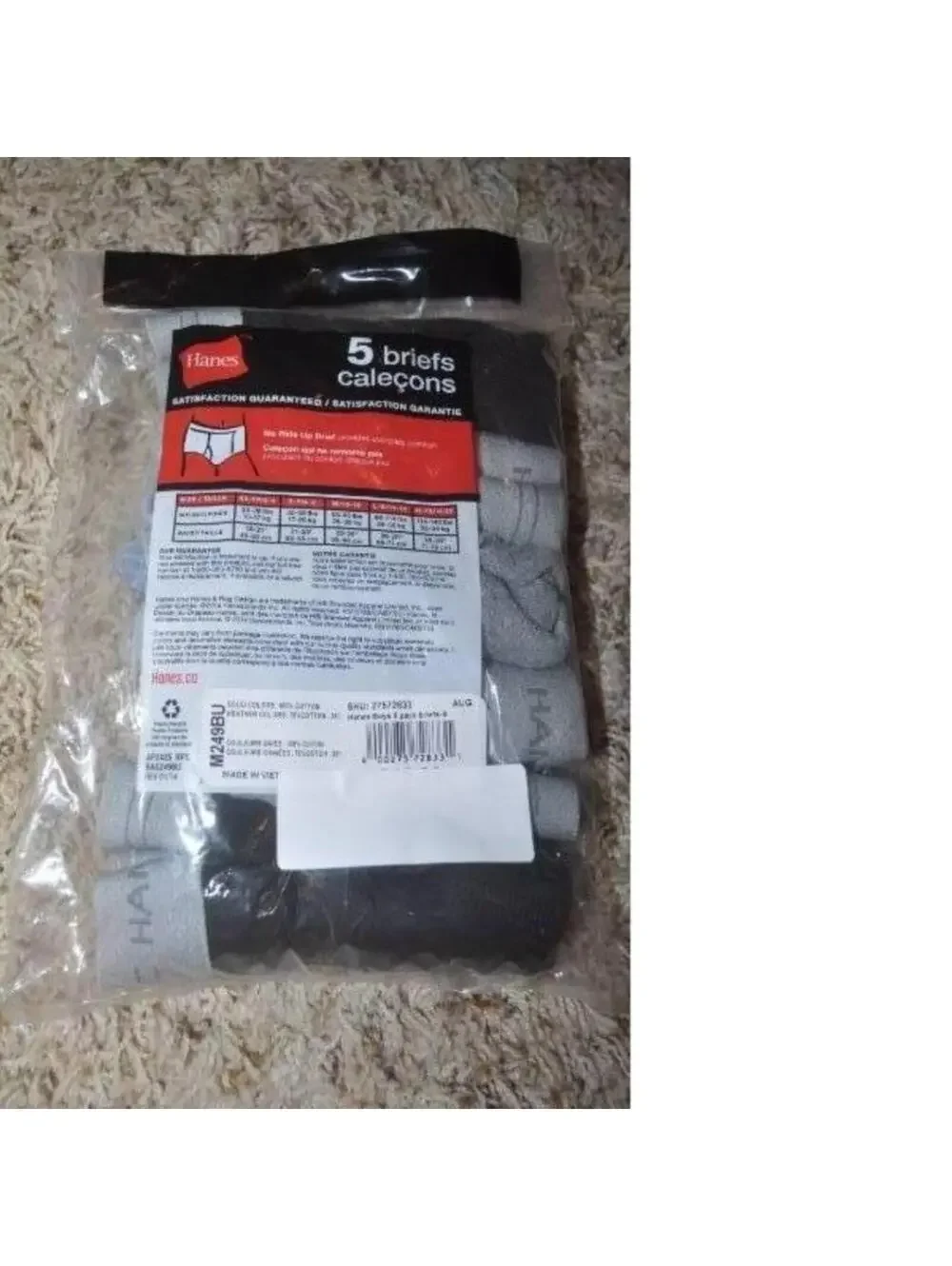 Hanes Underwear Briefs Boys 4 Pair sz 6/8 Tagless Black Gray Stretch